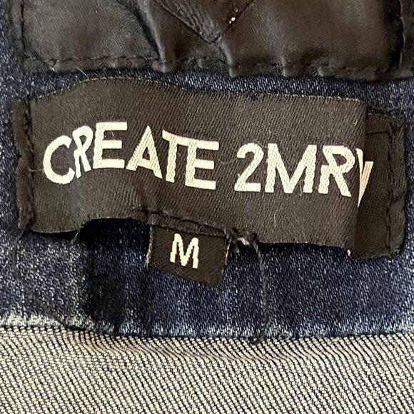NWT Create 2MRW Men's Blue Denim Jacket Size M Distressed Hand Painted Stretch - Picture 8 of 11